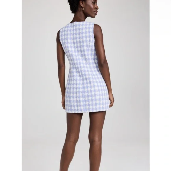 NWT Amanda Uprichard Puzzle Mini Dress in Light Blue Tweed Boucle size large